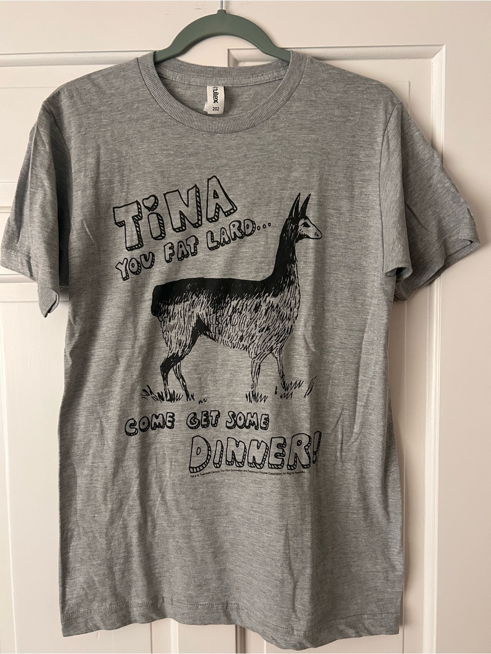 Tultrex Gray Graphic Tee - 'Tina You Fat Lard' Llama Design